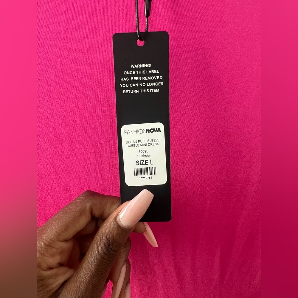 Fashion Nova Hot Pink Long Sleeve Ruffle Mini Dress - Picture 3 of 4